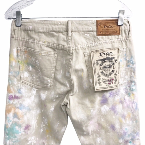 NEW POLO RALPH LAUREN WOMENS SIZE 27 MID RISE PAINTED ASTOR BOYFRIEND JEANS - Picture 6 of 10